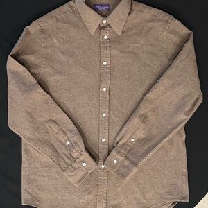 Ralph Lauren Purple Label Men's Brown Wool Button Down Shirt